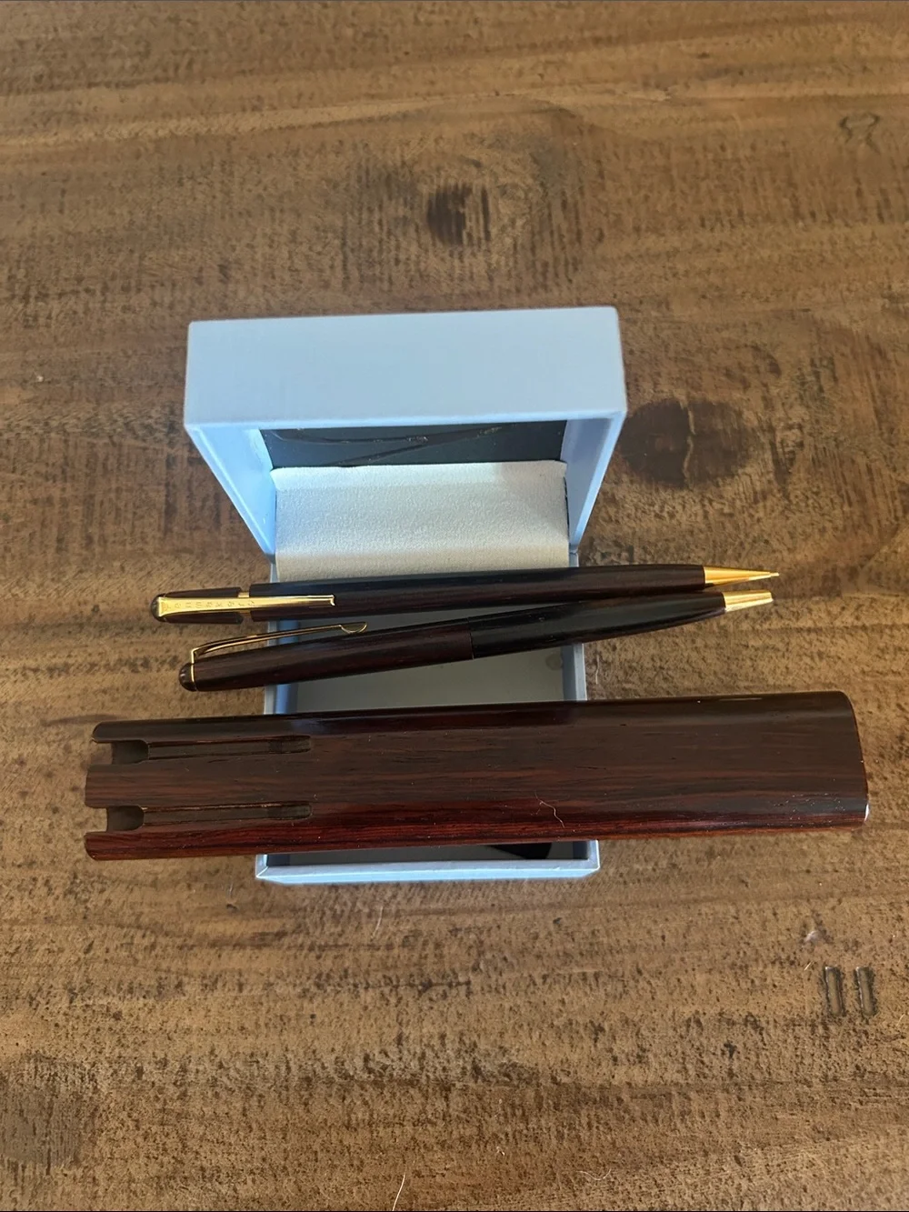 Wood Grain Brown Dual Pen Holder